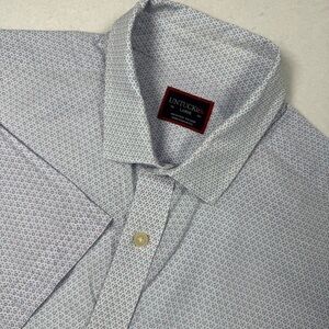 UNTUCKit Men’s L Wehlener White Blue Pink Print Linen Cotton Shirt‎